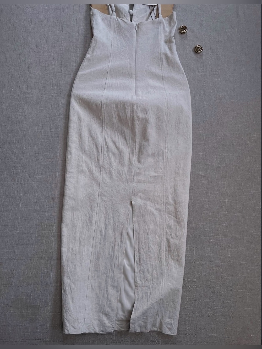 Zara Cream Maxi Dress with Front Tie Straps - Picture 4 of 10